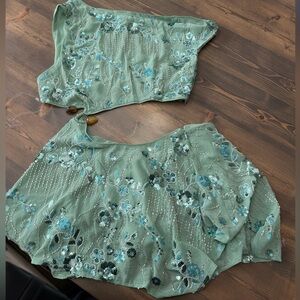 Peppermayo Green Floral Embroidered Mini Dress